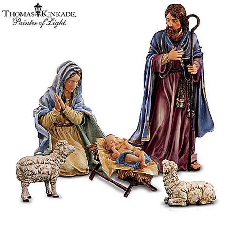 thomas kinkade nativity figurines|thomas kinkade outdoor nativity scene.